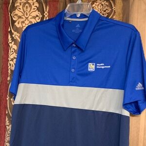 Adidas Men's Blue and Gray Polo Shirt